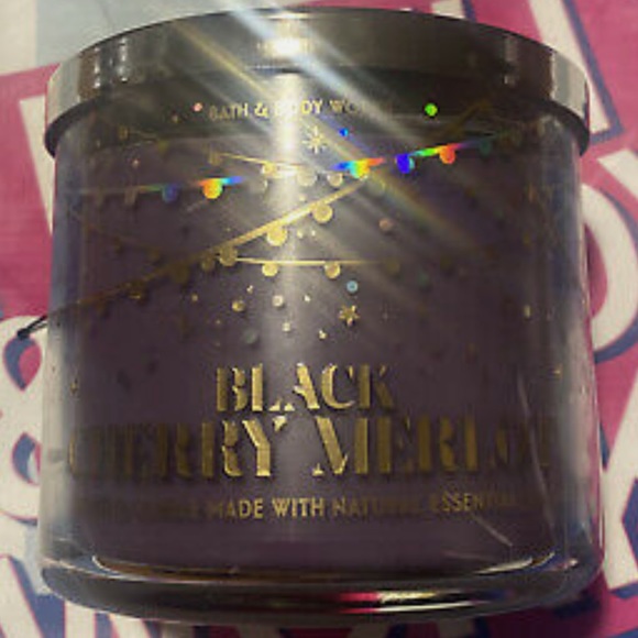 NWT Bath & Body Works Black Cherry Marlot Three Wick Candles - Picture 3 of 4